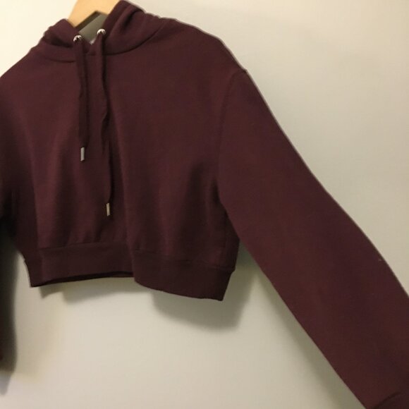 Soft Burgundy Cropped Pullover Hoodie - Picture 6 of 15